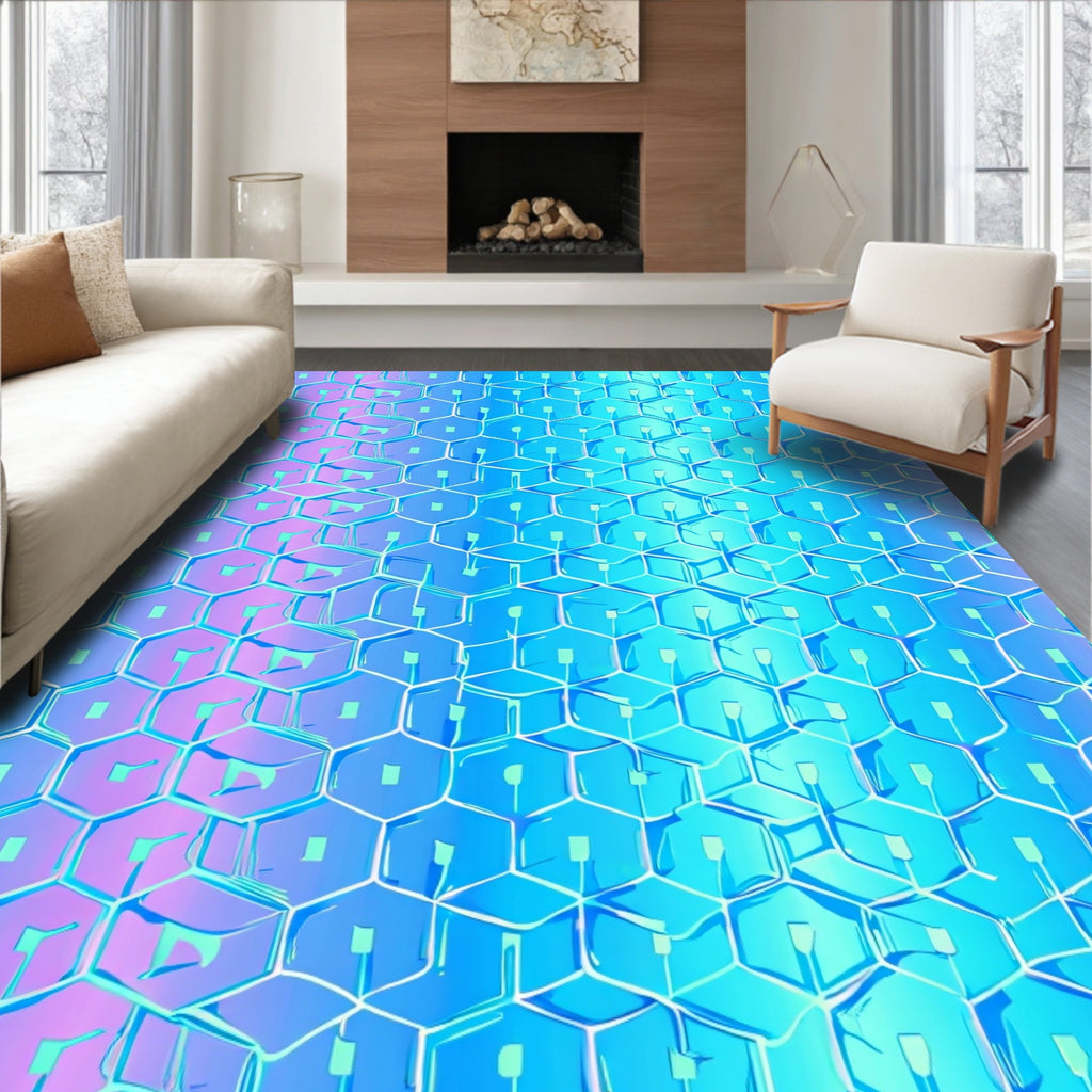 Iridescent Hexagonal Pattern Rug