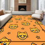 Happy Cat Face Star Pattern Rug