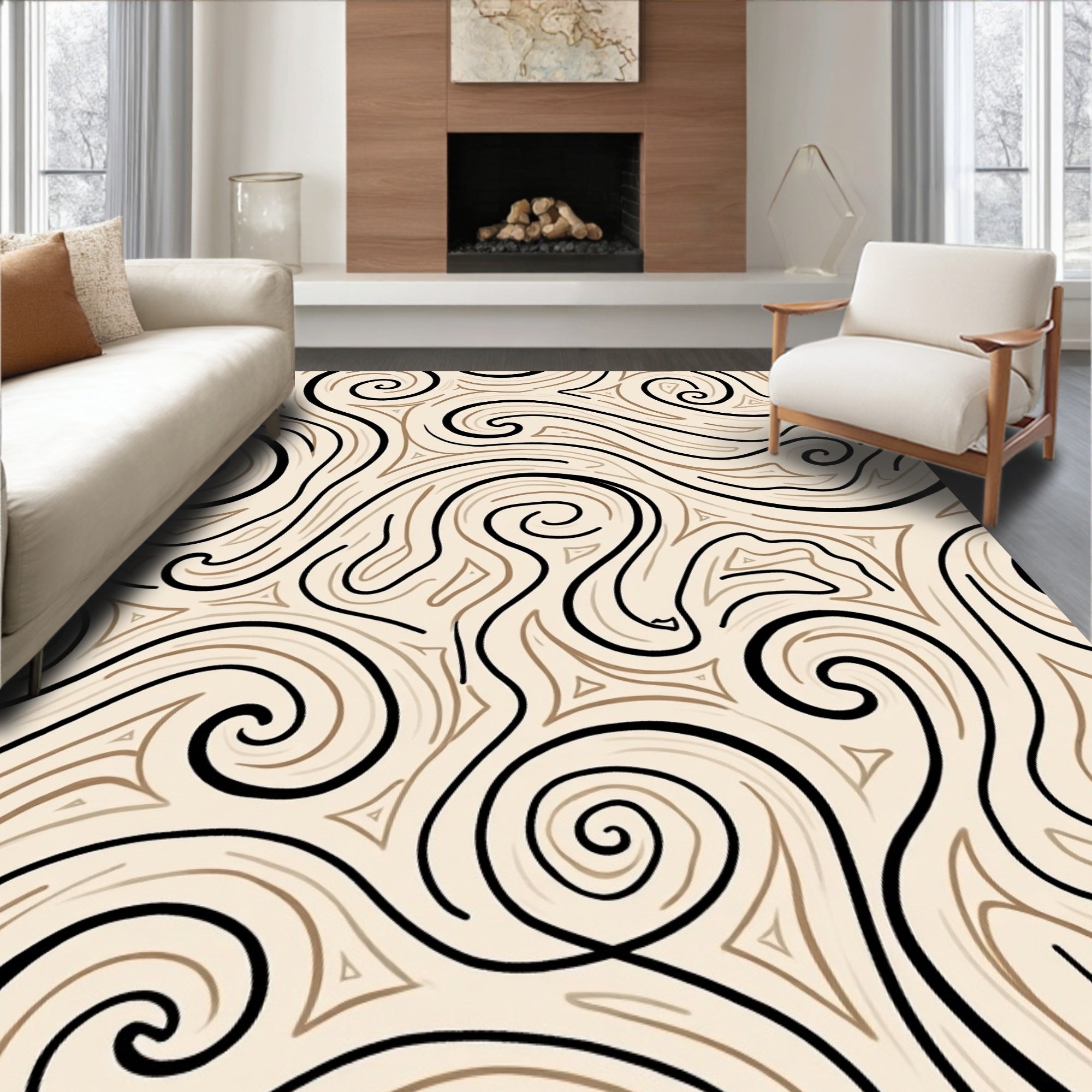 Organic Swirls Patterned Rug