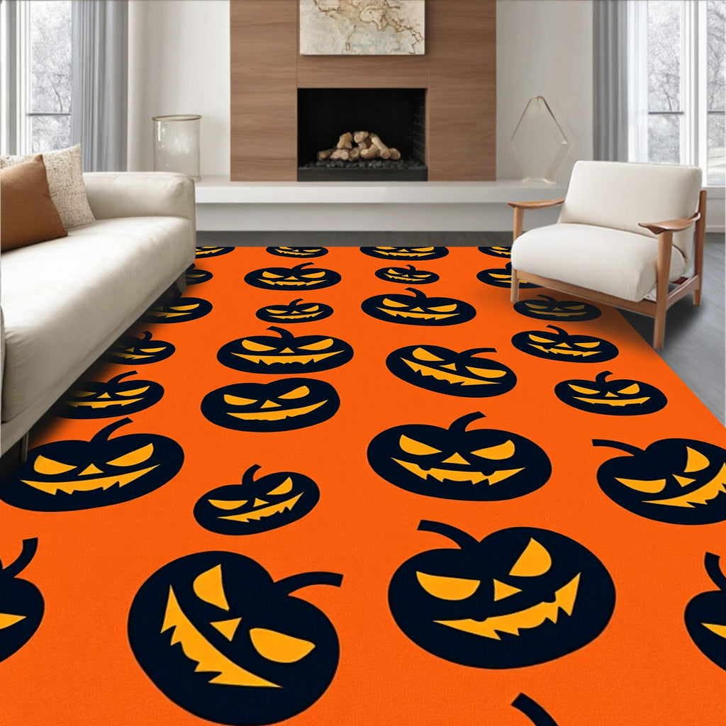 Spooky Jack O Lantern Pattern Design Rug