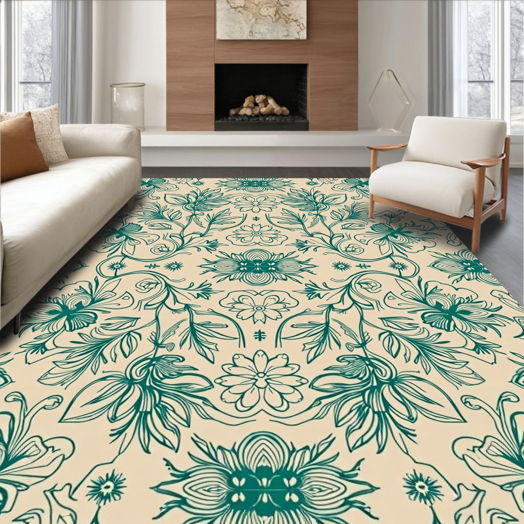 Vintage Floral Vines Pattern Rug
