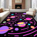 Neon Galaxy Planets Swirls Stars Rug