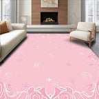 Delicate Pink Star Swirl Pattern Rug