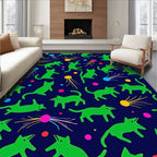 Green Cat Jellyfish Comet Pattern Rug