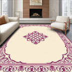 Ornate Burgundy Geometric Border Detail Rug