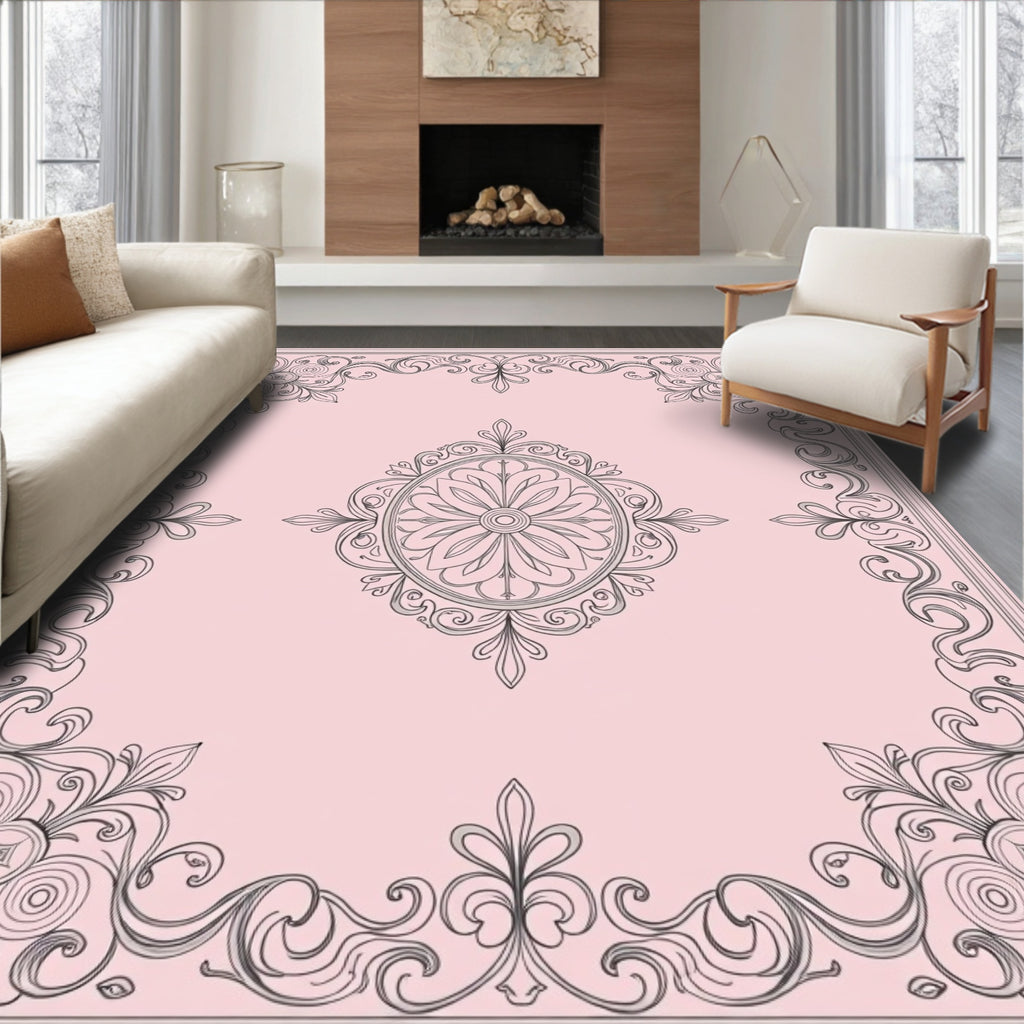 Elegant Floral Scrollwork Design Rug