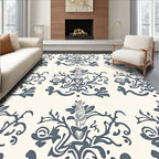 Elegant Blue White Floral Damask Rug