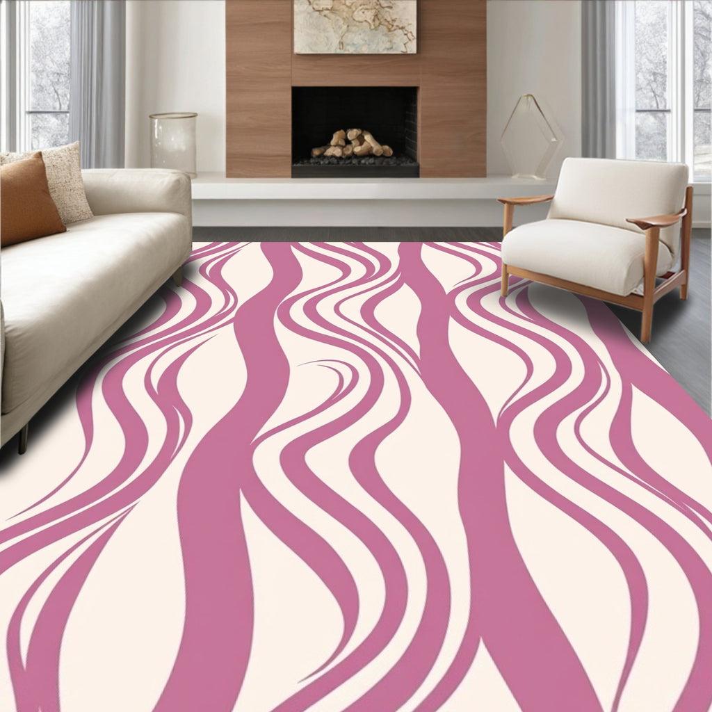 Flowing Pink Abstract Pattern Rug