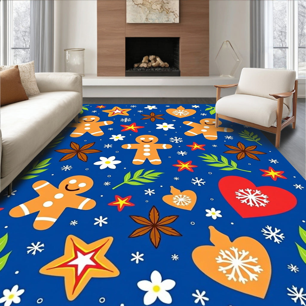 Gingerbread Man Star Pattern Rug