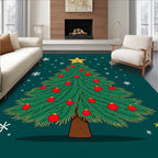 Festive Christmas Tree Star Ornaments Rug