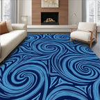 Abstract Swirly Blue Line Art Rug