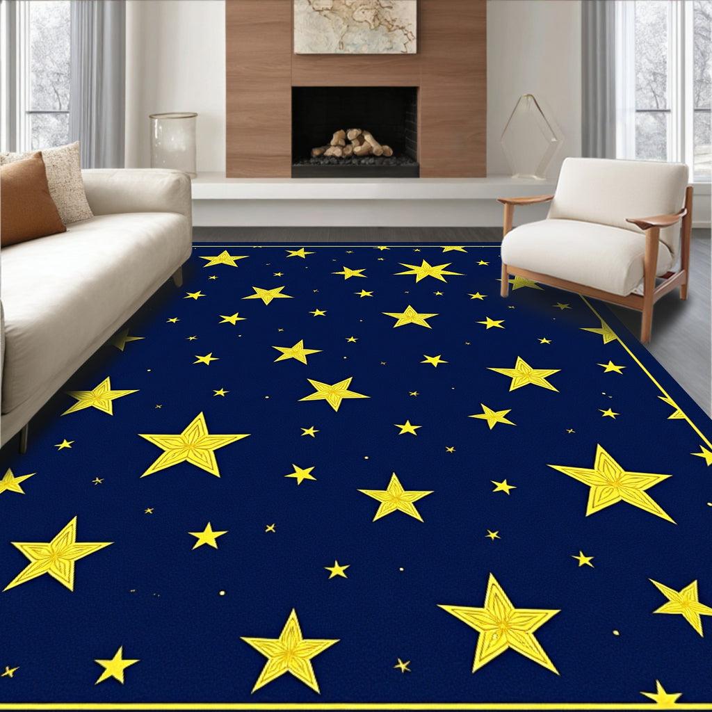 Midnight Yellow Starfield Scatter Rug