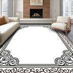 Ornate Swirl Border and Corner Design Rug