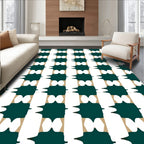Geometric Pattern With Tan Green Rug