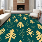 Golden Pine Forest Pattern Rug