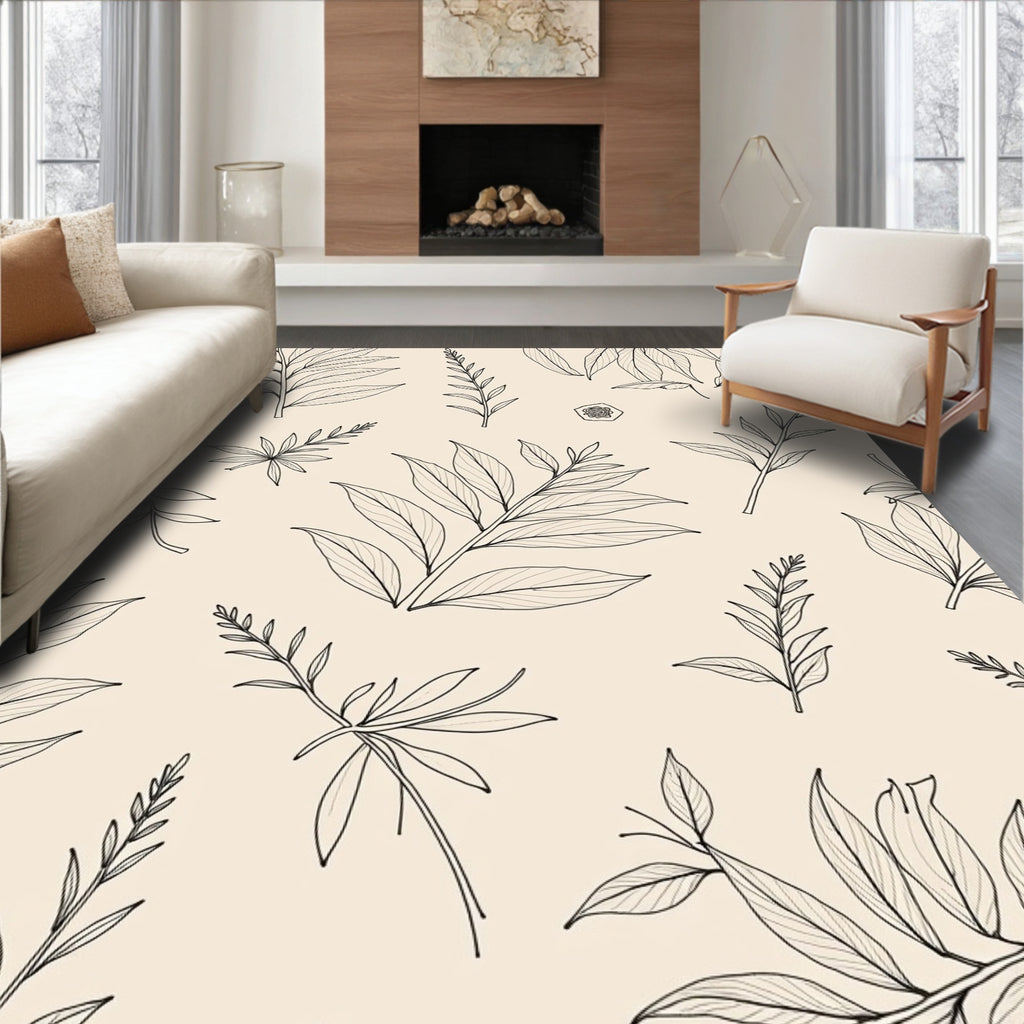 Botanical Sketch Pattern Rug