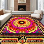 Vibrant Sunburst Mandala Pattern Rug