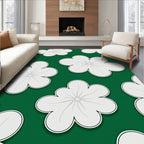 Green White Floral Pattern Rug
