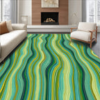 Verdant Wavy Stripe Pattern Rug