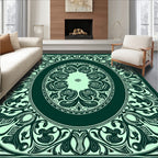 Elegant Floral Oval Frame Rug