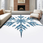 Frosty Blue Ice Crystal Snowflake Design Rug