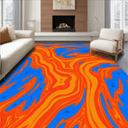 Abstract Swirl Orange Blue Design Rug