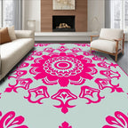Vibrant Pink Floral Mandala Design Rug