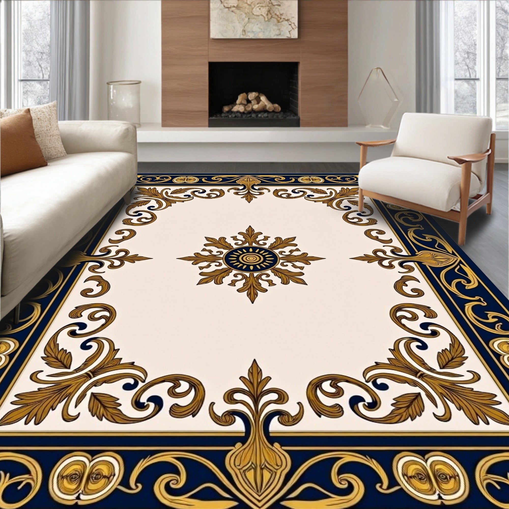 Majestic Floral Scrollwork Design Rug