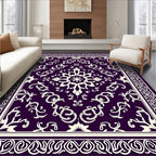 Elegant Ivory Floral Swirl Pattern Rug