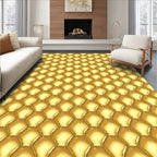 Golden Honeycomb Hexagonal Design Rug