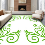 Nature Inspired Green Swirl Vine Design Rug