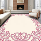 Elegant Pink Scrollwork Pattern Rug