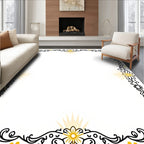Floral Swirl Black Golden Border Rug