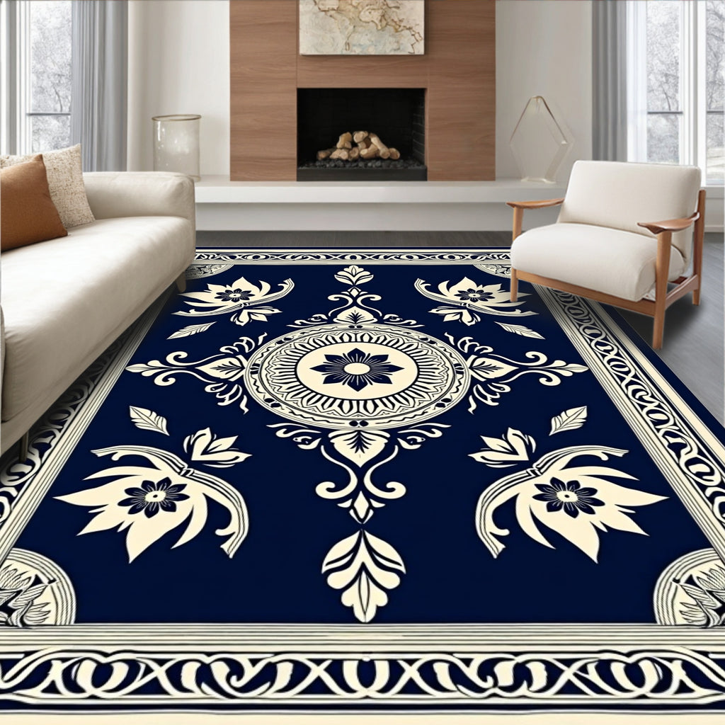 Classic Floral Medallion Contour Design Rug