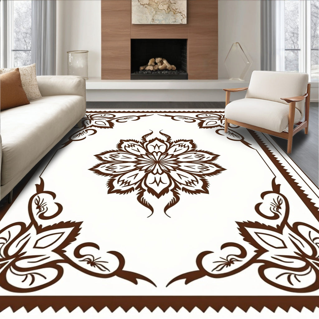 Intricate Mandala Floral Corner Design Rug