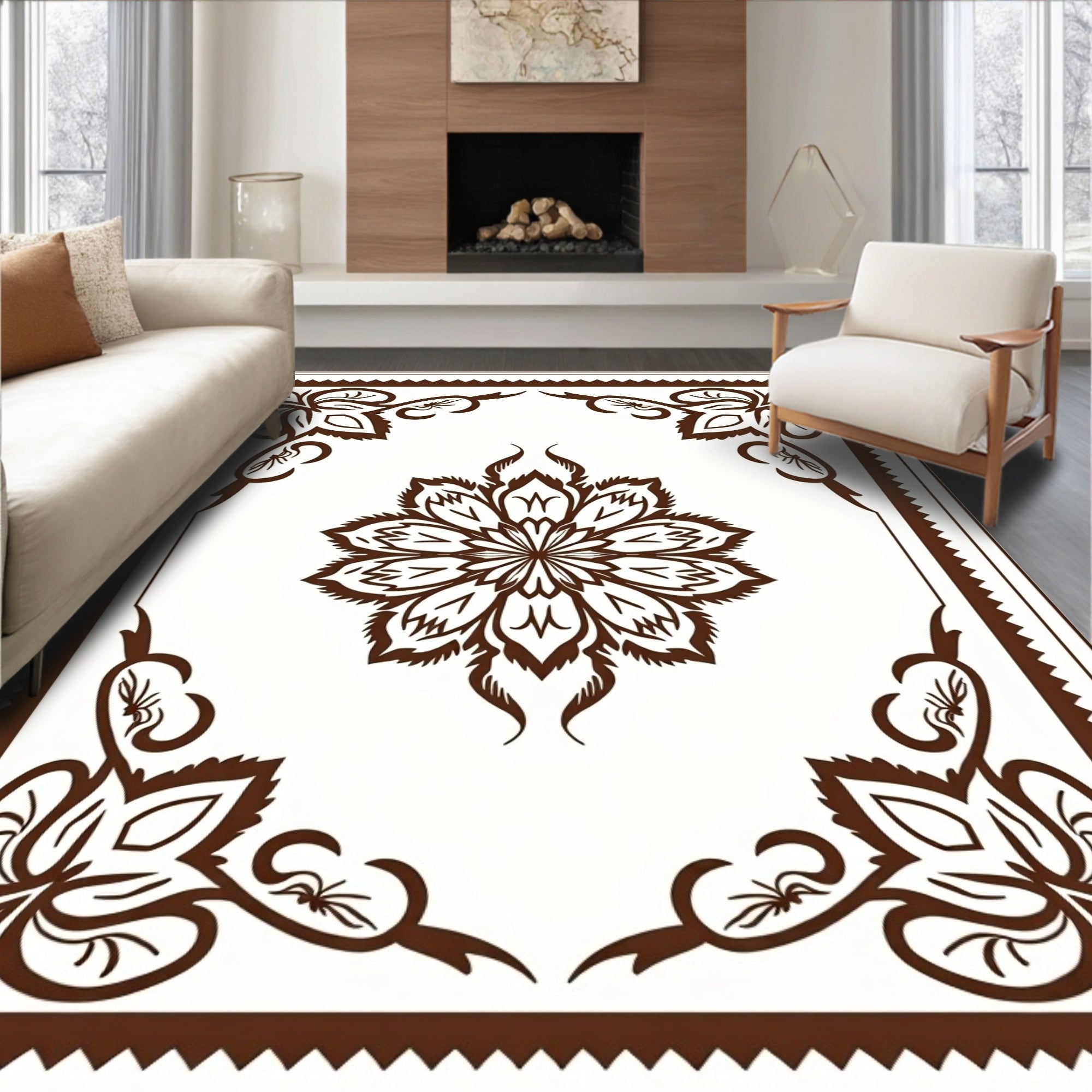 Intricate Mandala Floral Corner Design Rug