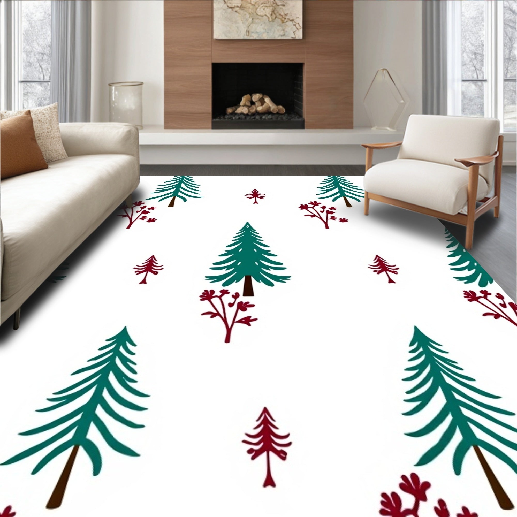 Forest Evergreen Berry Accents Rug