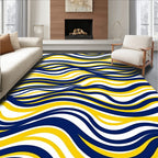 Navy Yellow Wave Pattern Rug
