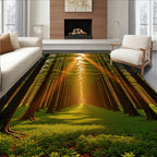 Enchanted Forest Sunlight Ray Pattern Rug