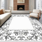 Ornate Floral Vine Border Design Rug