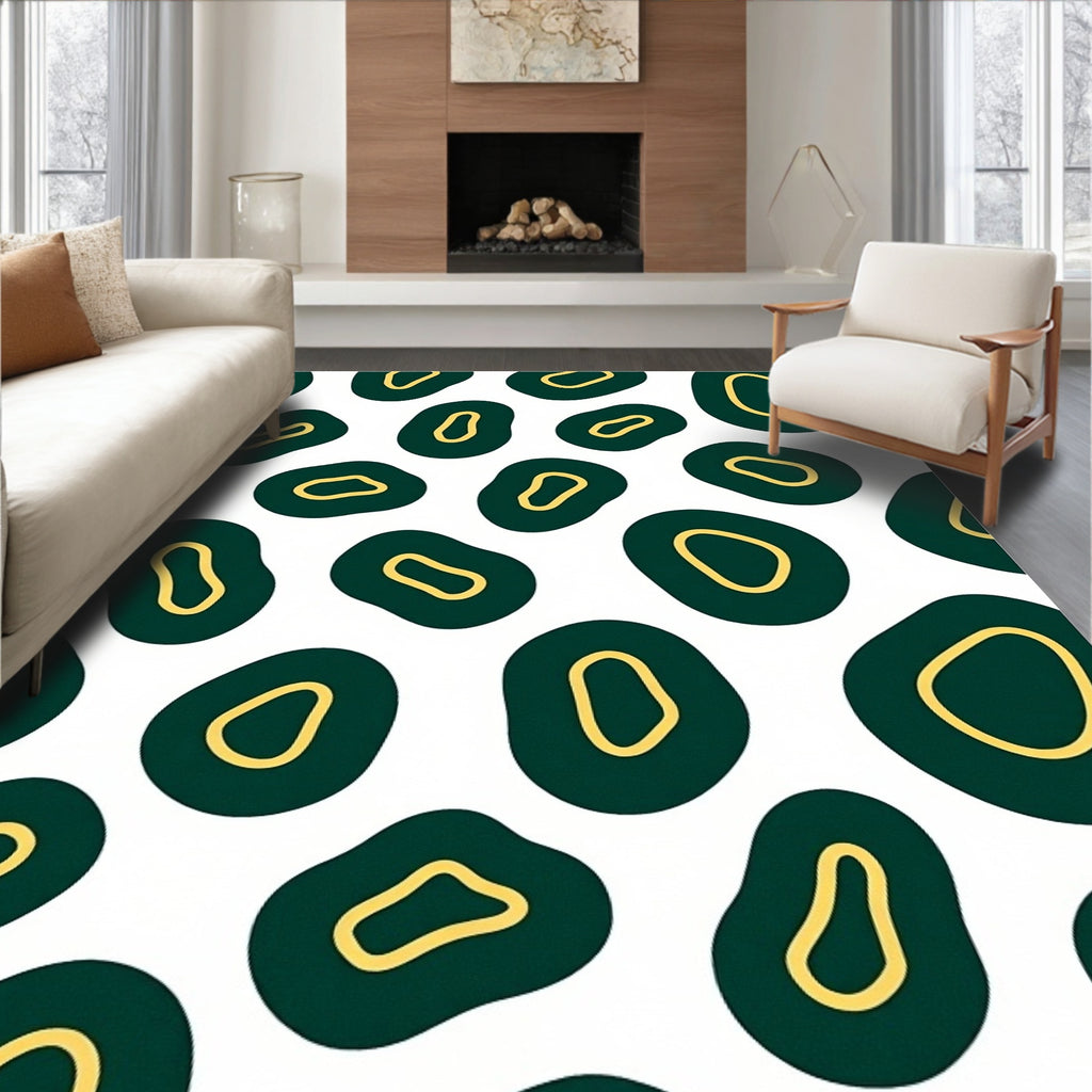 Organic Shapes Emerald Gold Pattern Rug