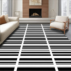 Modern Black White Stripe Pattern Rug
