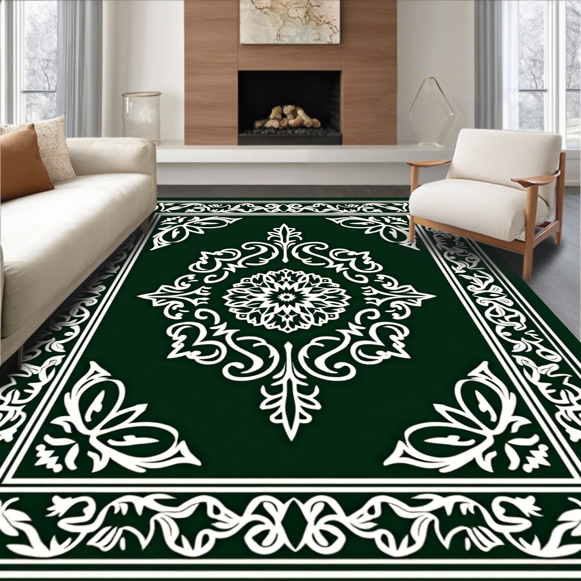 Classic Ornate Floral Medallion Design Rug