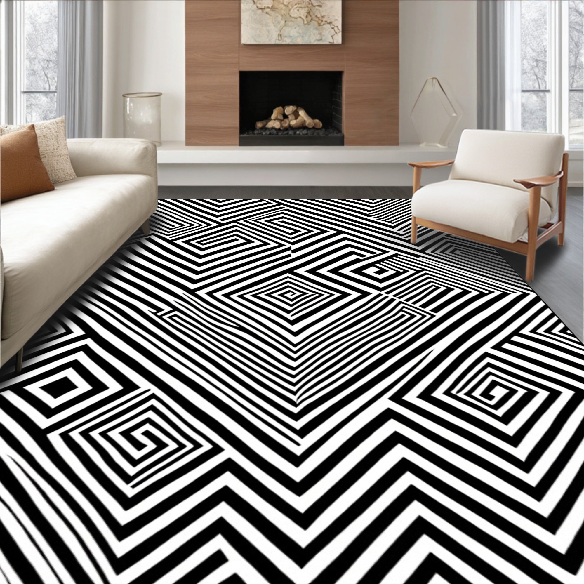 Optical Illusion Geometric Pattern Rug