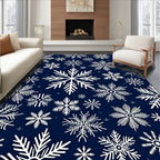 Winter White Snowflakes Navy Rug