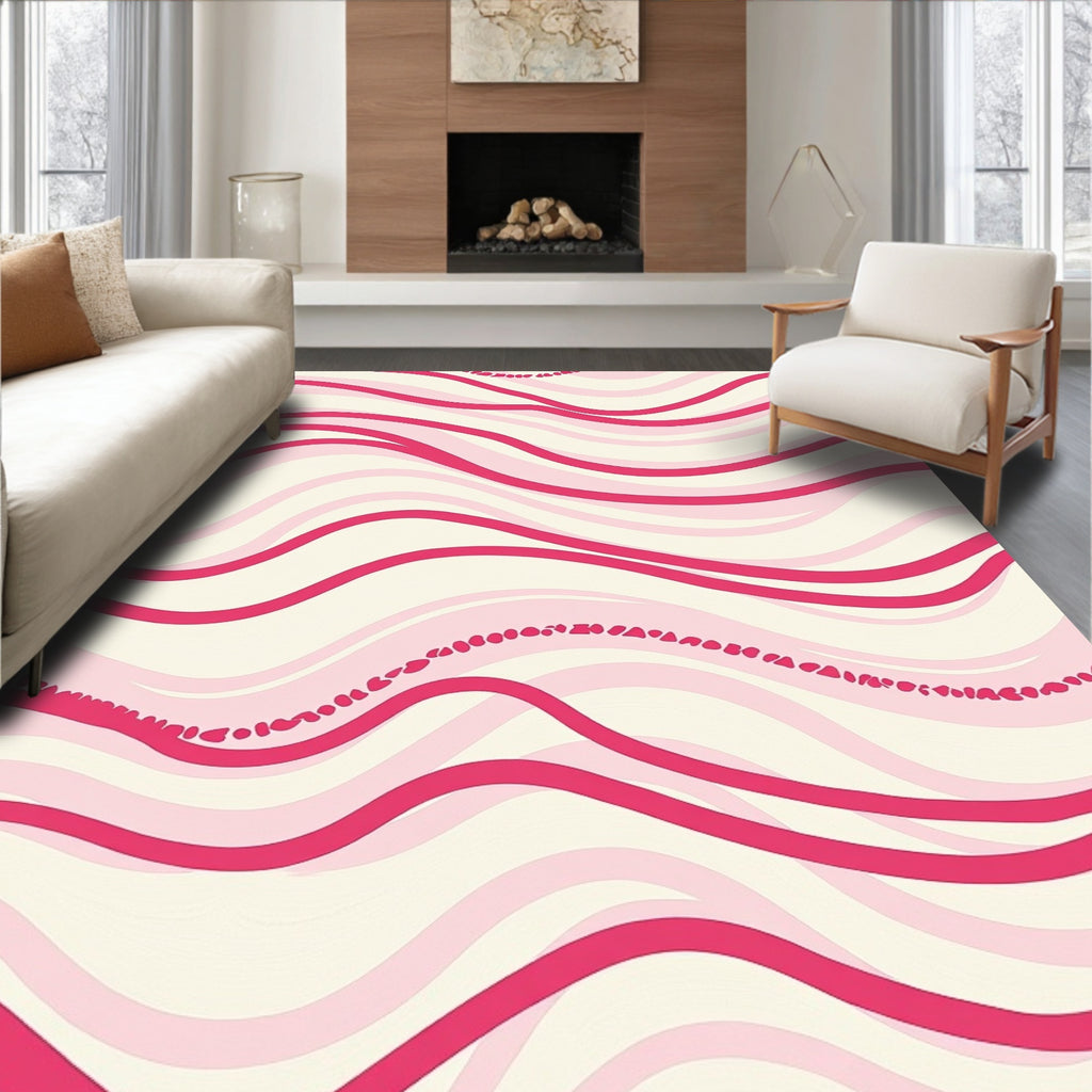 Pink Wave Organic Pattern Rug