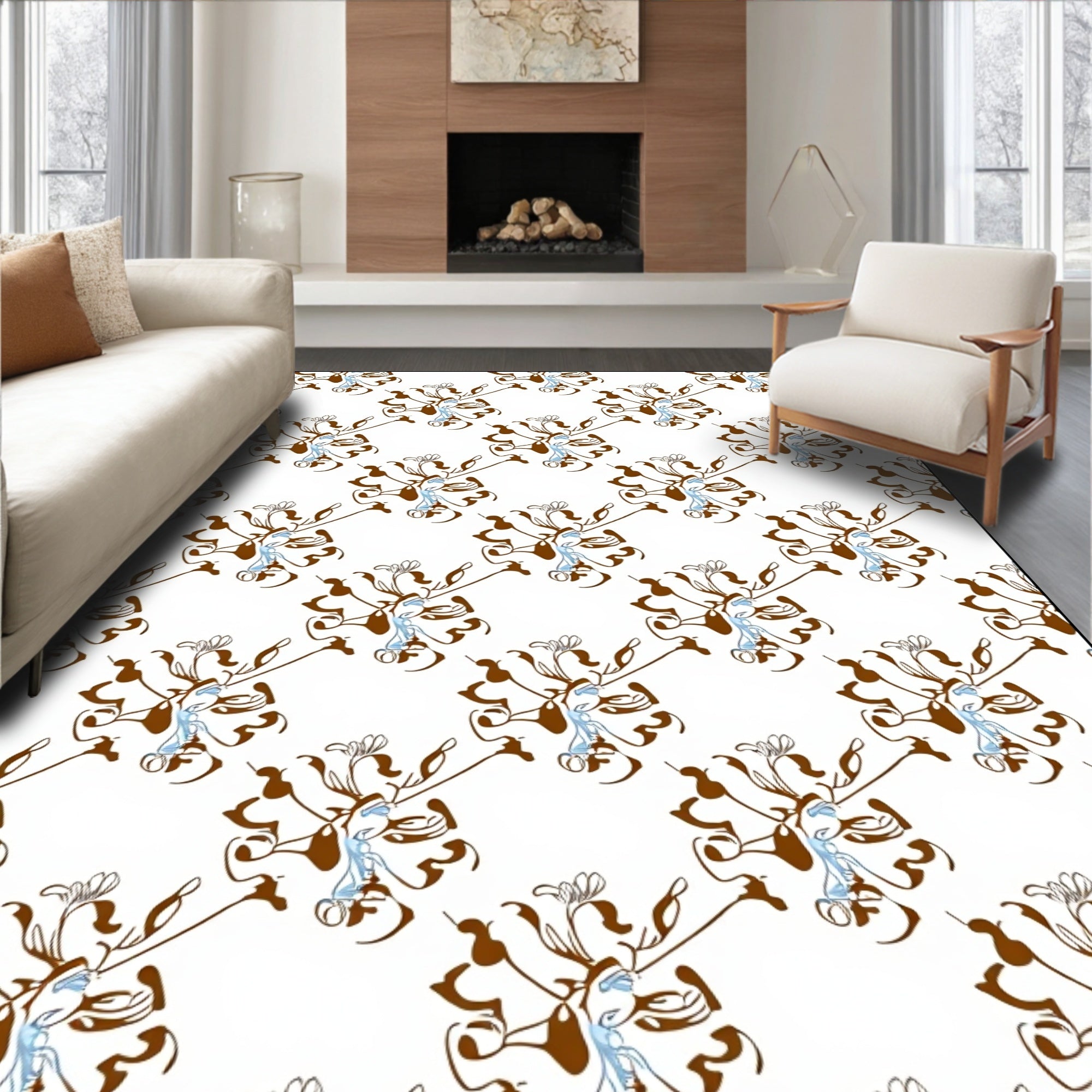 Abstract Floral Swirl Pattern Rug