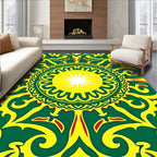 Emerald Yellow Sun Mandala Design Rug