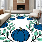 Deep Blue Pumpkin Vine Pattern Rug