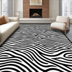 Abstract Black White Swirl Pattern Rug